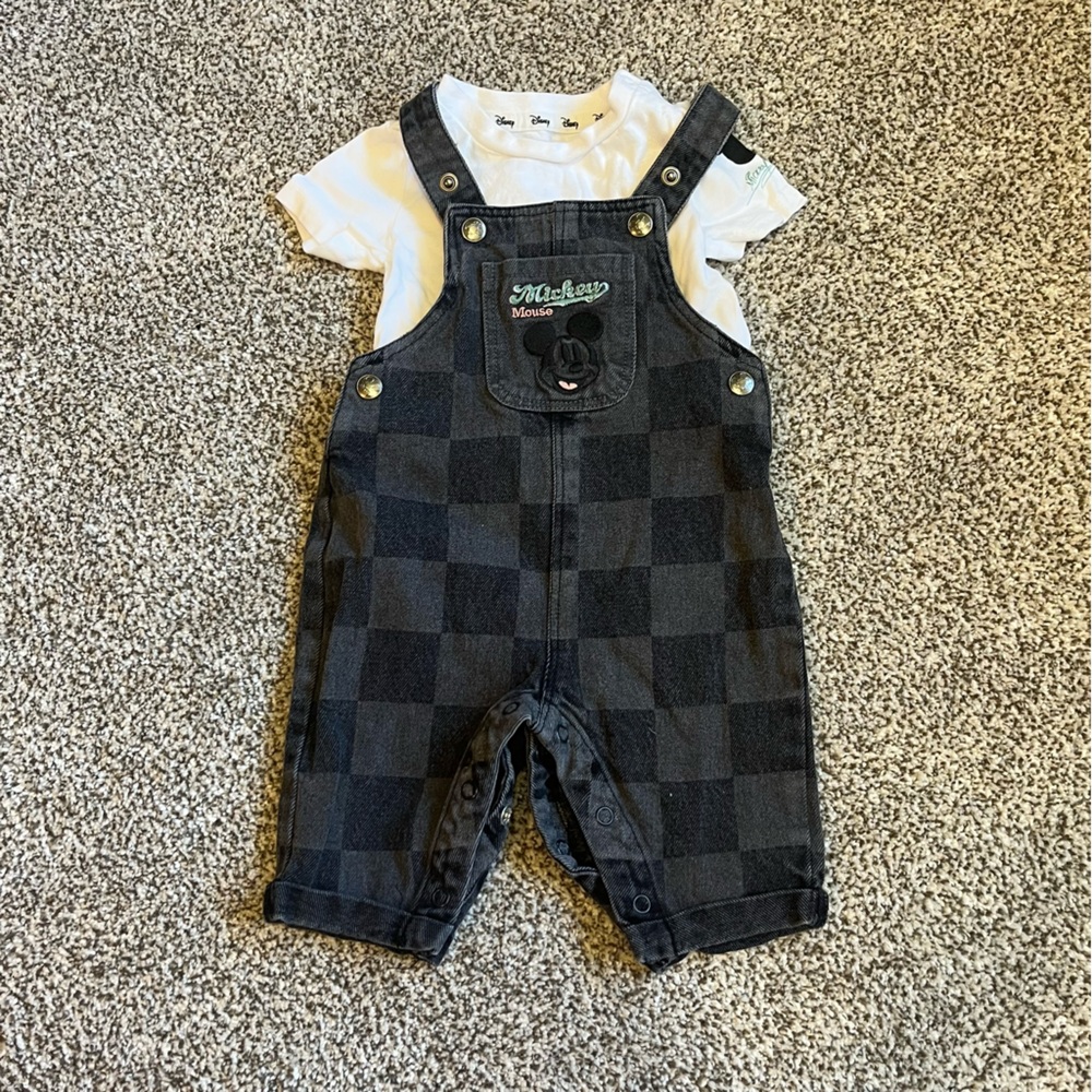 Disney Black Checkered Overalls
